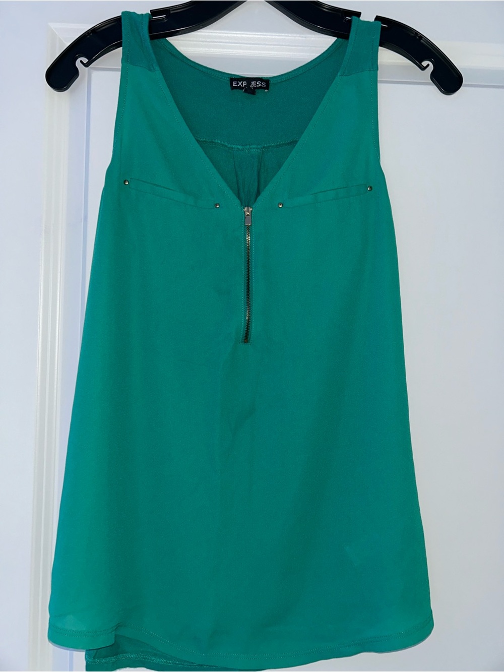 Express Teal Green Zip-Front Sleeveless Camisole